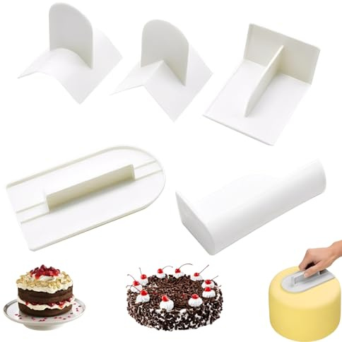 5 Piece Cake Smoother Set, Fondant Smoothing Tools for Cake Decorating, Includes U-Shape, V-Shape, T-Shape, Flat and Semi-Circle Smoothers, Essential Baking Tools for Professional Finish