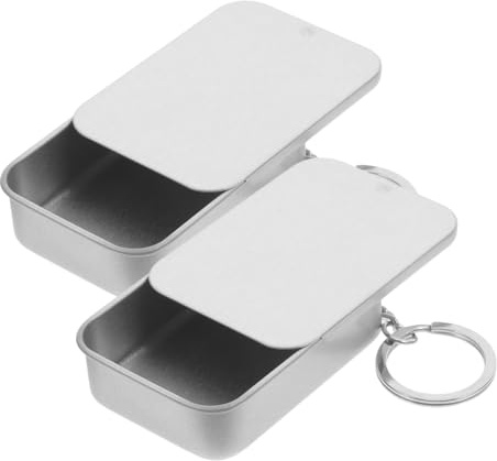 PRETYZOOM 2Pcs Small Tin Jewelry Boxes with Keyring Portable Mini Storage Tins with Lid for Candies Trinkets and Jewelry Organizer