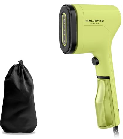 Rowenta Pure Pop, Ferro da Stiro Verticale Portatile a Vapore, Utile per Stirare e Igienizzare i Tuoi Capi, con Sistema Reversibile, Riscaldamento Rapido, Potenza 1300W, Colore Giallo Limone, DR2025
