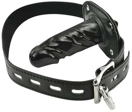 JiXGzAo Consolador Mordaza Bondage Con Cerradura Fetiche Bucal SM Pene Correa De Cuero Ajustable Grande 10cm Extrema Para Mujeres