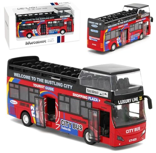 MIFKLMV London Double Decker Bus Toy 1:32 Scale Die Cast Model Pull-Back Bus Model Alloy Diecast Toy City Buses Kids Play Vehicle with Light and Sound Birthday Gifts for Kids-A2