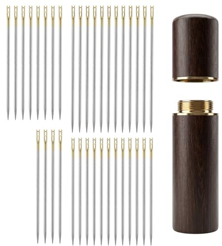 RAHHLIZS 37Pcs Sewing Needles Embroidery Needle, Quilting Big Eye Needles Sharp Needle Set for Sewing Tool, Storing Stainless Steel Handmade for Mending Cross Stitch Crafts (1.42in/1.50in/1.65in)