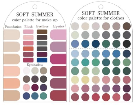 Färgpalettkort 2-pack med palettmatchningsguide uppsättning | Säsongsmässig färganalys mallkort För Kläder Smink Läppstift Ögonskugga Outfits Och Accessoarer Med