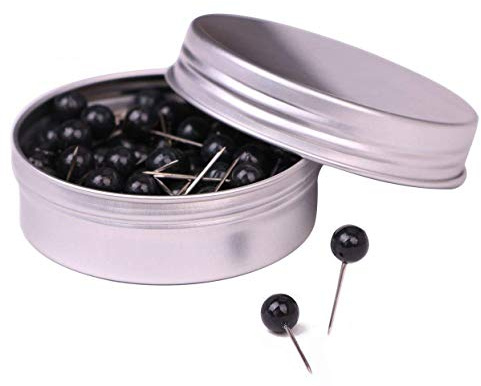 Tupalizy 100PCS 1/4 Inch Small Round Head Map Tacks Pins for Home Office Bulletin Cork Board Use and DIY Craft Project (Black)