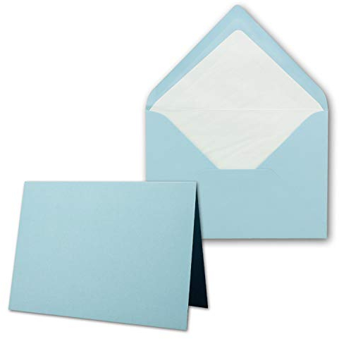 25 x Kartenpaket mit gefütterten Brief-Umschlägen - gerippt - DIN A6/C6 - Hellblau - 10,5 x 14,8 cm - Nassklebung - NEUSER PAPIER