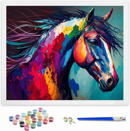 Hiolife Pintura por Numeros para Niños y Adultos, Creativo Manualidades Kit para Niños y Niñas 6+ Años - 40X50 cm Lienzos - Caballos