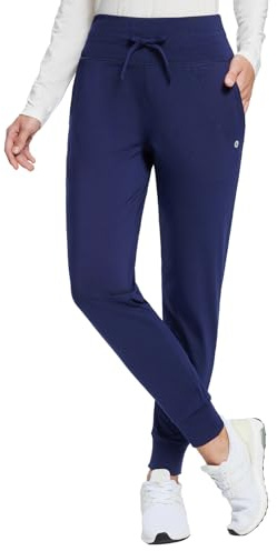 baleaf Women's Fleece Lined Joggers High Waisted Water Resistant Thermal Winter Trousers Running Yoga Pants Blue L