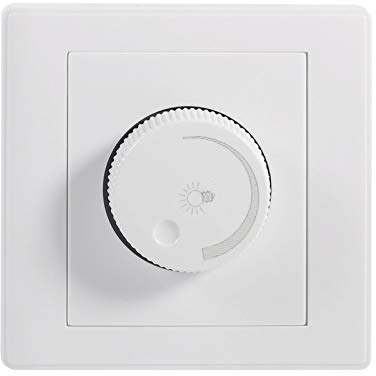 Variateur de Lumiere LED, 150V-250V Interrupteur Variateur de Lumiere LED, Bouton Rotatif Mural Variateur pour Ampoules LED Plafonnier, adapté aux ampoules à incandescence de 15 W à 100 W