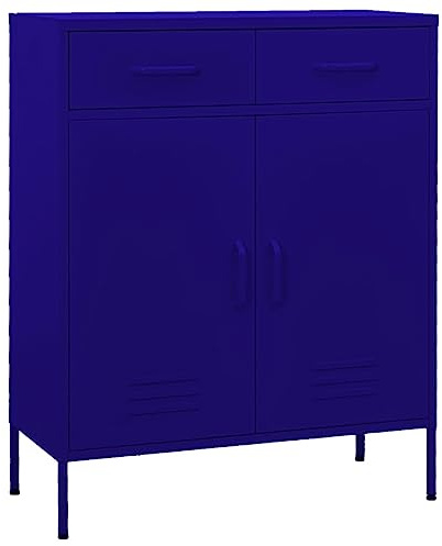 vidaXL Armario de Almacenamiento Aparador Librería Alacena Estantería Organizador Muebles Hogar Estable Acero Azul Marino 80x35x101,5 cm