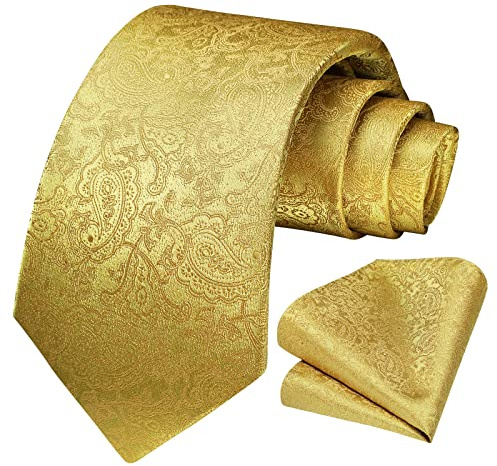 HISDERN Blommigt Paisley Bröllop Slips Näsduk Herrslips & Bröstnäsdukset