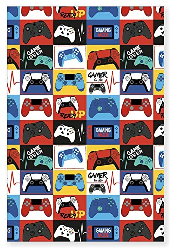 Gamer For Life Fleece Blanket - Gaming Controller Levels Design - Bed Throw Super Soft Blanket - 100% Polyester - 100 x 150cm