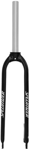 splumzer 1-1/8 26/27,5/29 MTB-Gabel mit starrer Scheibenbremse aus Aluminiumlegierung, 28,6 mm gewindelose gerade Rohr-superleichte Mountainbike-Vorderradgabel (27.5 Zoll, Schwarz)