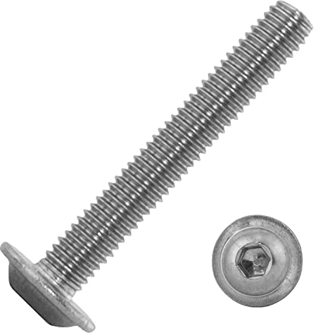 Techtanium® Linsenkopfschrauben M8 x 120/120 mm mit Innensechskant & Flansch aus Edelstahl A2 (10 Stück) | Versch. Größen & Verpackungseinheiten verfügbar | Flanschschrauben | ISO 7380