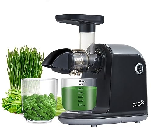 Juicer Machines, TAYLOR & BROWN Slow Masticating Juicers Whole Fruit and Vegetable, Professional Cold Press Juicer Extractor with Quiet Motor and Reverse Function Easy to Clean, Brush Included