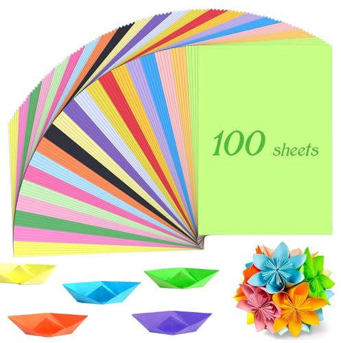 MumdoYAL 100 Blatt Buntes Papier A4, Origami Papier für DIY und Bastelprojekte (70 g/m², 20 Farben)