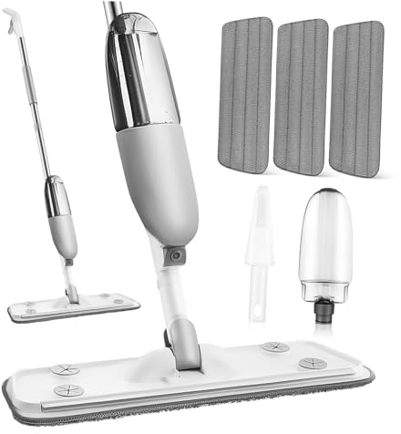 GOOHOCHY Mopa Pulverizadora para Limpieza De Pisos Fregona con Rociador Recargable Almohadillas Lavables Apta para Suelos De Azulejos y Laminados para Uso Húmedo y Seco