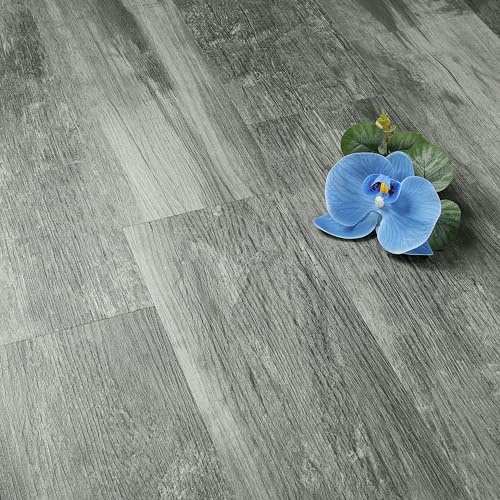 FunStick Vinylgolv Självhäftande Kakel Look Kök PVC Golvbeläggning Självhäftande Trä PVC Plattor Grå Golvbeläggning Badrum Tvättstuga Trä Look Plattor 90x15CM 17 stycken