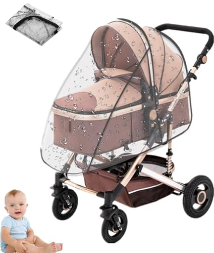 Regenschutz Kinderwagen, Kinderwagen Regenschutz, Buggy Regenschutz, Atmungsaktiv Kinderwagen Regenschutz mit Fenster, Bequemer Einbau, Extrem Wasserdicht und Langlebi