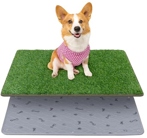 Wiederverwendbare Hundetoilette, hochdurchlässige Kunstrasen Hundeklo mit waschbarer Welpenunterlage, Welpentoilette für zu Hause oder in der Wohnung