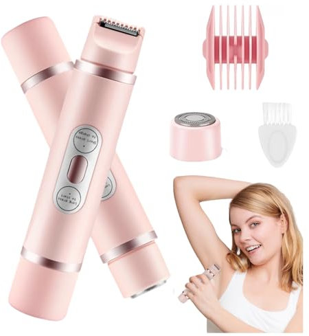 Bikini Trimmer Lady Shavers for Women, Dual Head Shaver Women, 2 in 1 Electric Bikini Trimmer IPX7 Waterproof Rechargeable Hair Razor Wet Dry Use Hair Removal for Body Face