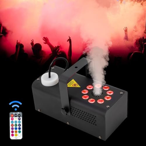 Nebelmaschine, 500 W, Nebelmaschine, mit Fernbedienung und 9 LED-Licht, tragbar, für Halloween, Weihnachten, Familie, Party, Hochzeit