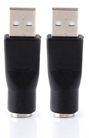 2Pcs USB to PS/2 Adapter Connector, Plug and Play 2.0 A Compact Male to Female Converter for Computer Mouse & Keyboard Support Hot-swapping