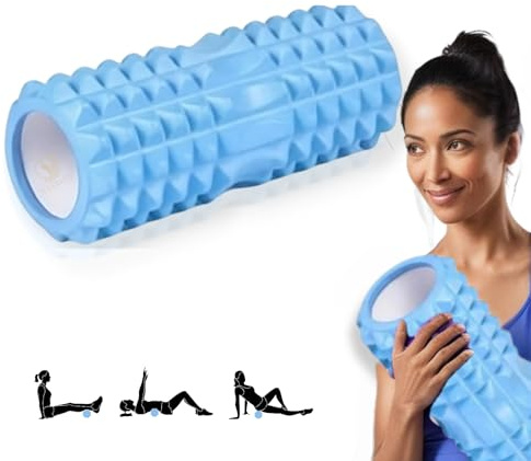 Foam Roller, Rodillo Masaje Muscular para Piernas, Espalda, Brazos, Rulo Masaje Muscular Profundo para Liberar Tension Muscular 30x8cm, Rodillo de Espuma para Terapia, Fitness, AZUL CLARO