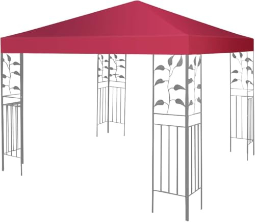 GOPLUS Toile de Rechange pour Tonnelle 3x3m, Toit de Remplacement Pliable pour Pavillon de Jardin, Auvent de Rechange Imperméable en Polyester (Rouge)