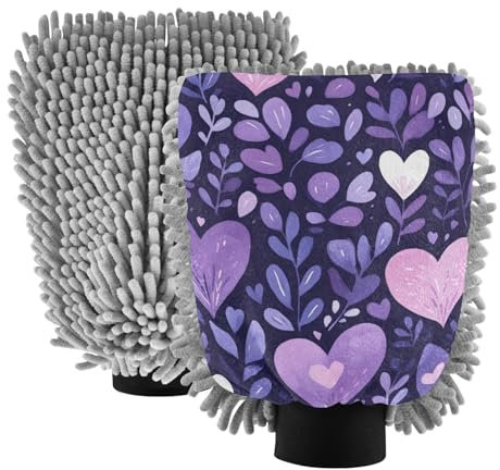 Guanto da lavaggio senza graffio dei guanti romantici dell'autolavaggio di amore di San Valentino viola per lavaggio di pulizia dell'automobile delle automobili