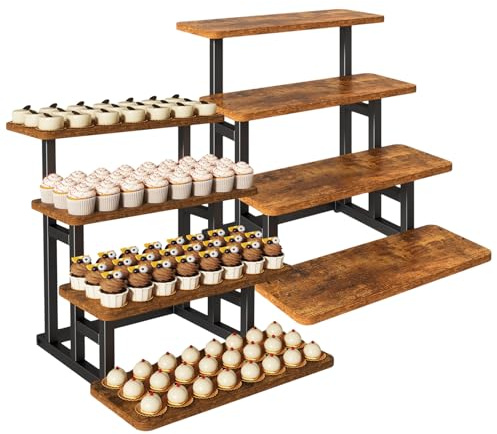 IBUYKE Alzata per Cupcake,Alzata per Dolci,Set di 2,Marrone TLJ018H-2