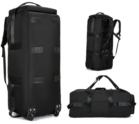 85L Große Reisetasche mit Rollen, 3 IN 1 Handgepäck Tasche Kofferorganizer, Faltbare Wasserdicht Oxford Reiserucksack, Herren Damen Rolltasche, XL Rucksack Koffer für Camping, Reisen, Urlaub