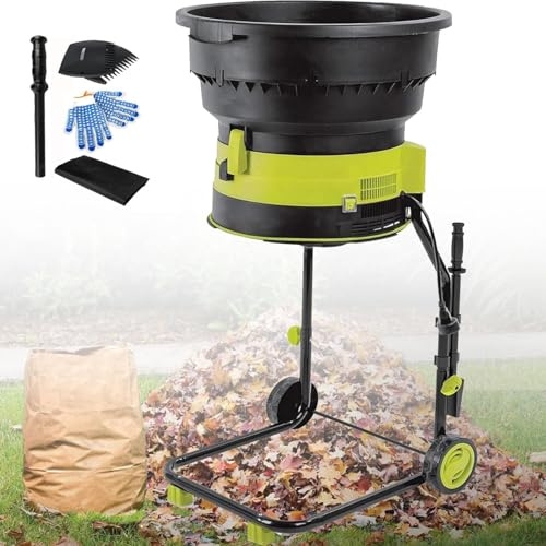 Qiang 2500W Electric Leaf Mulcher/Shredder,Garden Compost Shredder,8000RPM Electric Chipper with Wheels and Storage Bag,54cm Funnel Diameter,for Yard Cleanup,Garden Leaves Powercord×10m
