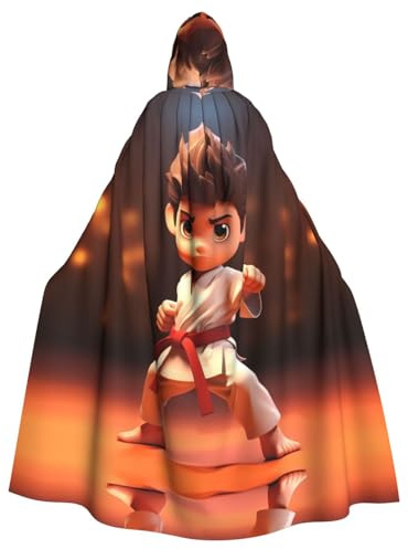 WHJSHOP Cape à capuche pour homme et femme Motif dessin animé Karaté Halloween