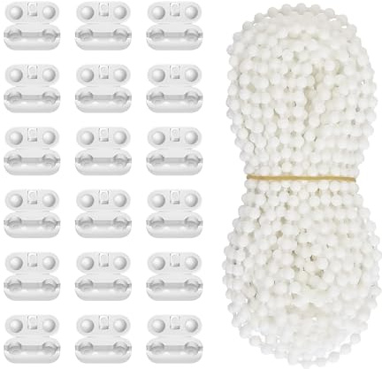 20 Meters (65.6 Feet) Roller Blind Chain with Connectors,Roller Blind Cords,Replacement Blind Cord,Adjustable Length,for Roman,Vertical,and Venetian Blinds