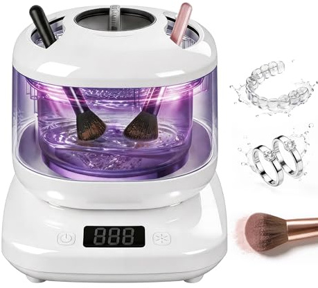 Ultrasonic Jewelry Cleaner with Detachable Tank – 42kHz Deep Cleaning for Rings, Necklaces, Makeup Brushes,4 Modes with U-V, Quiet Operation, IPX7 Waterproof – Also Ideal for Retainers & Dentures