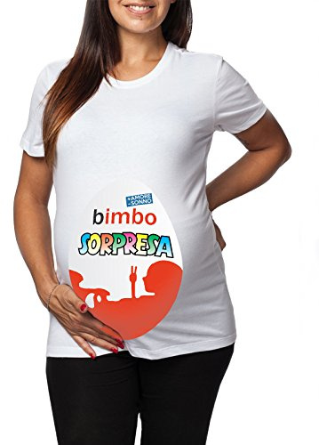 T-Shirt Uovo di Pasqua Bimbo Sorpresa - Maglietta Lunga da Donna Ideale per Il Premaman - Idea Regalo