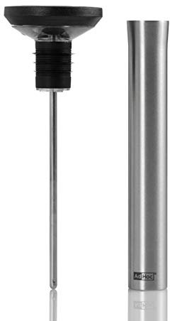 AdHoc Gusto - Termómetro de Vino, vertedor de Botellas, plástico, Acero Inoxidable, Cristal, Silicona, Negro, Altura: 15 cm, FV64