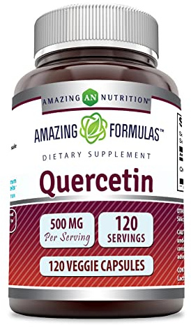 Amazing Formulas Quercetin 500mg 120 Veggie Capsules Supplement - Non-GMO - Gluten Free - Supports Overall Health & Well Being
