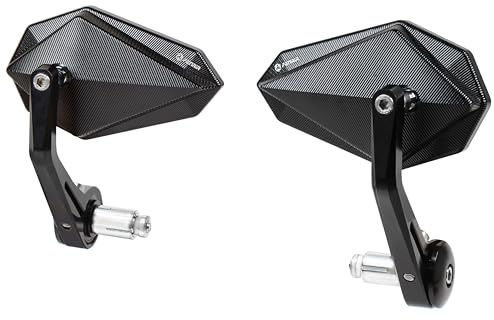 FENRIR CNC Aluminum Alloy Cafe Racer Black Motorcycle Bar End Mirrors Side 22MM 7/8 Inch Handlebar Mirror Universal Rear View For M8/M6 Standard Super Sport Naked Street Bike Cruiser Scooter Minimoto