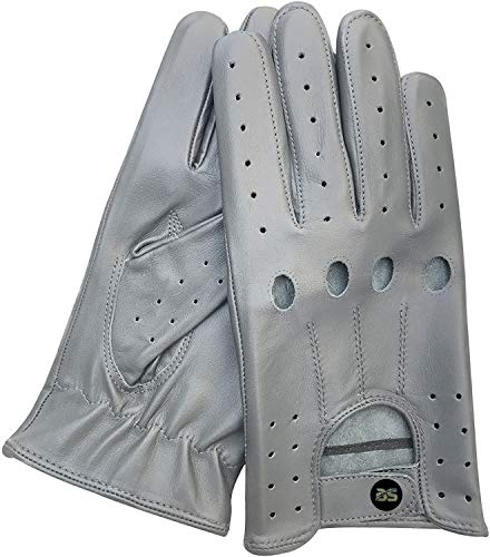 BUSINESS SQUARE BS Gants de Conduite pour Hommes Style Vintage Rétro Cordes Classiques à Trous de Articulation (Gris, L)