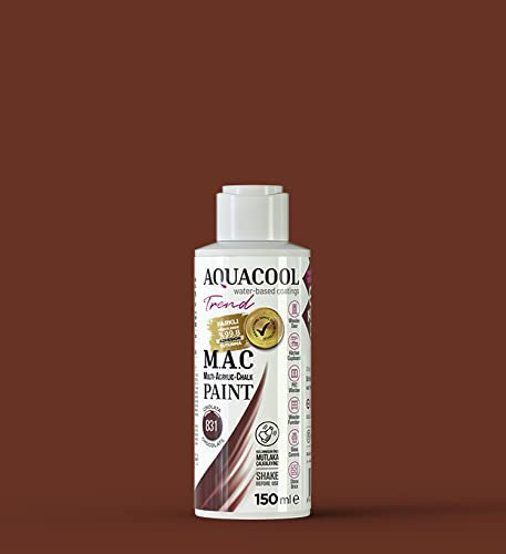 Happy Woody AquaCool 831 - Pintura acrílica multisuperficie, tiza, mate, de secado rápido, para uso interior y exterior en muebles, madera, plástico, vidrio, cerámica, piedra (150 ml, chocolate 831)