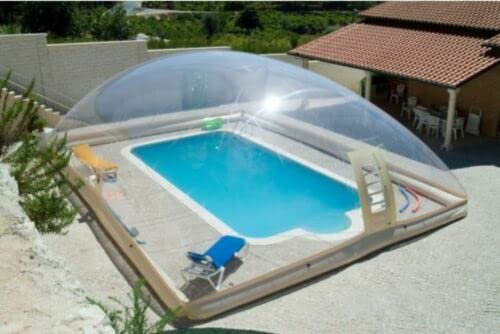 Inflatable TPU Hot Tub Swimming Pool Solar Dome Cover Tent With Blower& Pump (15x8x3m)