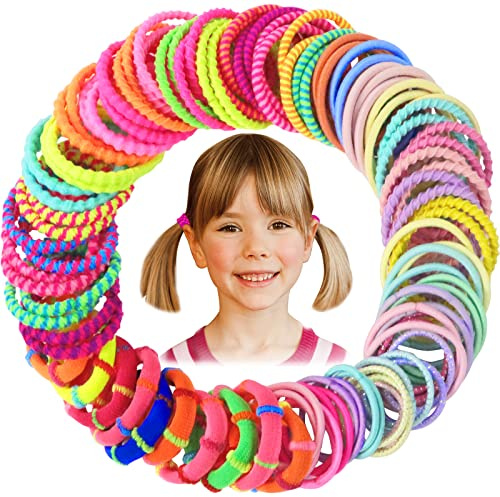 Hanyousheng 100 Stück Haargummis Mädchen Set, Bunt Elastisch Haargummis, Kinder Baby Haarschmuck, Haarseil Pferdeschwanz Haarband Set für Kinder, Babys, Mädchen