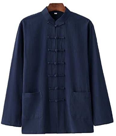 QPZK Lino De Algodón Tai Chi Uniforme Suelto De Arte Marcial De Gran Tamaño Ropa Kung Fu Uniforme, Tang Traje Hombres Ropa China Tradicional Tradicional Meditación Chaque