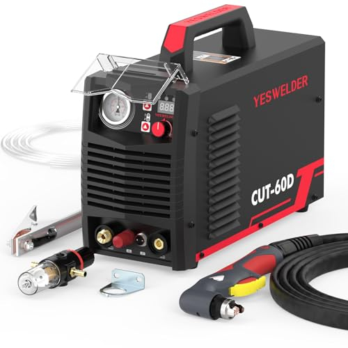 YESWELDER 60A Cortadora de plasma,230V NON-HF Arco Piloto No Táctil Corte por plasma,Corte máximo 20mm Corte limpio 13mm,Pantalla LED de alta definición,Inversor IGBT Cortador plasma