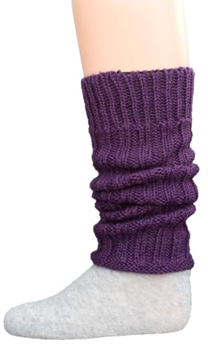 Hirsch Natur, Merino Kinder Beinstulpen Grobstrick, 100% Schurwolle (kbT) Lila