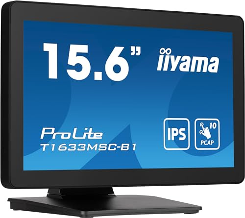 iiyama Prolite T1633MSC-B1 39,5cm 15,6 IPS LED-Monitor Full-HD 10 Punkt Multitouch kapazitiv HDMI DP USB2.0 IP54 schwarz