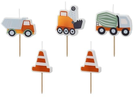 Set 5 Kerzen Baustelle Fahrzeuge Betonmixer Lastwagen Kran Kuchenstecker Cake Topper Kuchendeko Kindergeburtstag Geburtstag Kinder