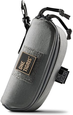 OneTigris Étui à lunettes tactique, sac à lunettes Molle imperméable pour lunettes de vélo, lunettes de sport, lunettes de protection et lunettes de soleil pour femmes et hommes, gris, 23*18*8.2CM