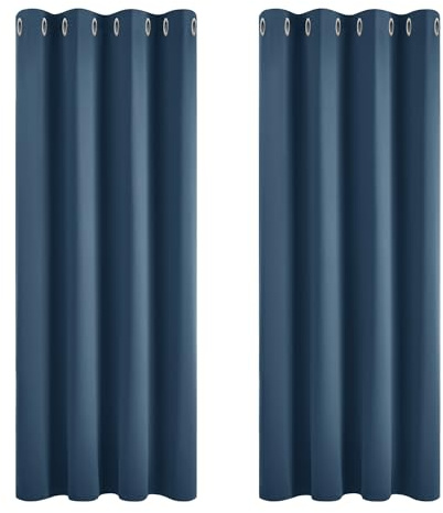 Deconovo Thermal Blackout Curtains Super Soft Eyelet Curtains for Bedroom 66 x 54 Inch Haze Blue 2 Panels